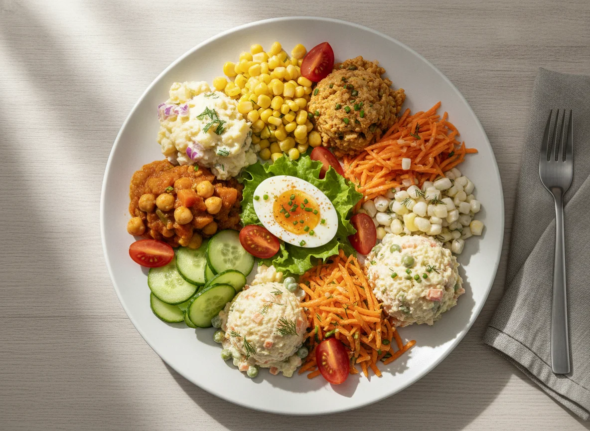 Gemischter Salatteller mit Ei photo