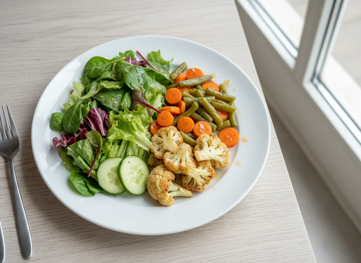 Gemischter Salatteller mit Gemüsebeilage photo
