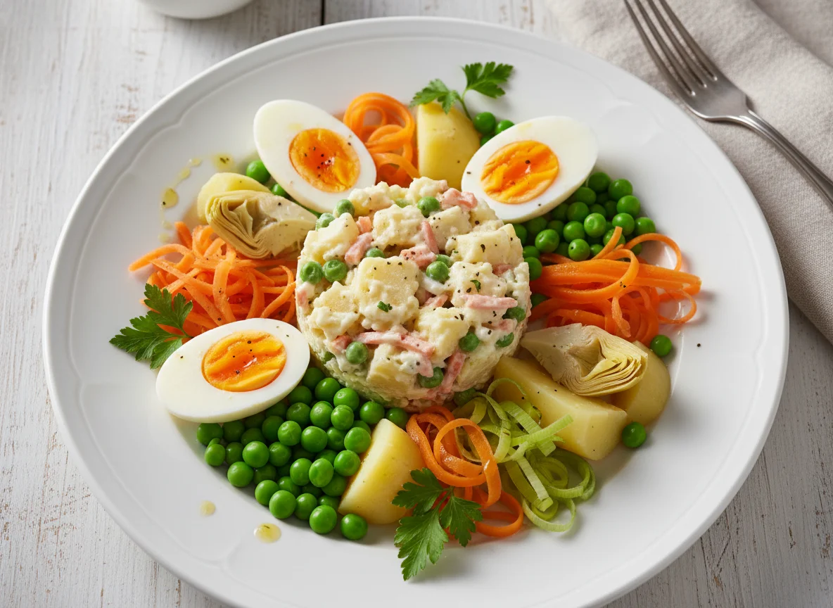Gemischter Salatteller mit Kartoffeln und Ei photo
