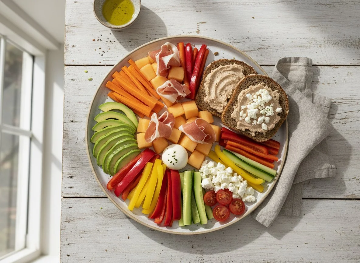 Gemischter Teller mit Brot und Aufstrich photo