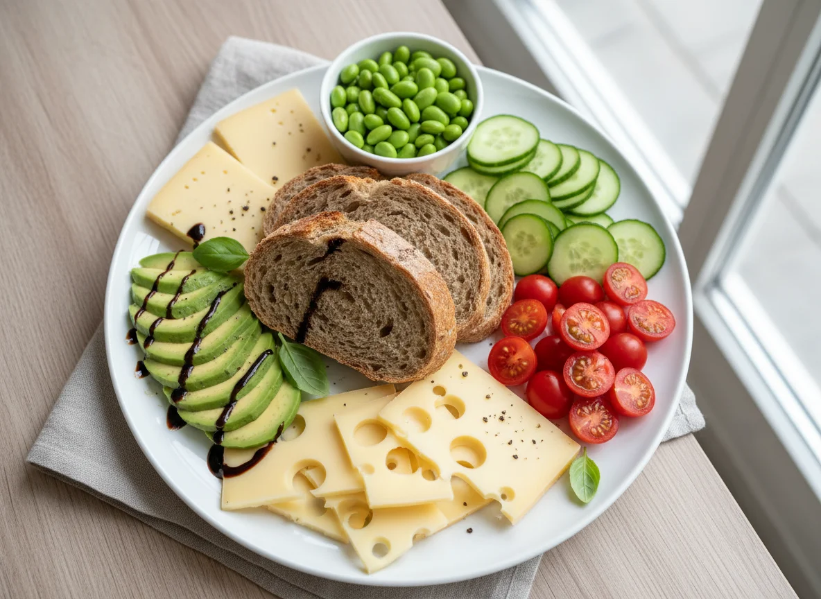 Gemischter Teller mit Brot und Käse photo