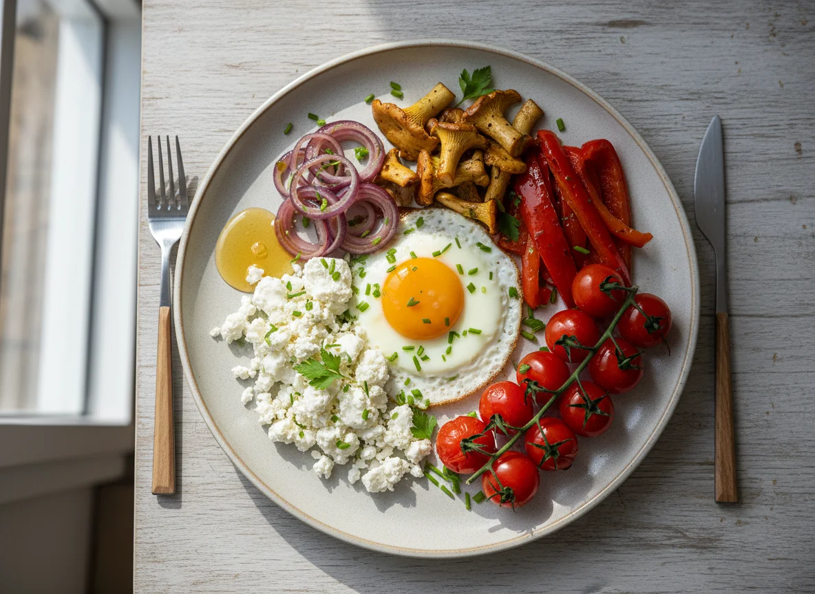Gemischter Teller mit Ei und Gemüse photo