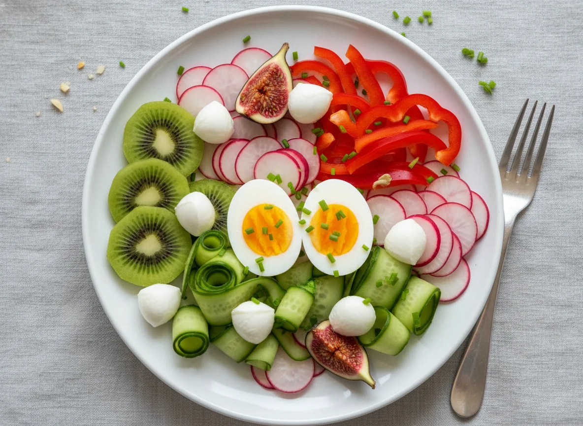 Gemischter Teller mit Obst und Gemüse photo