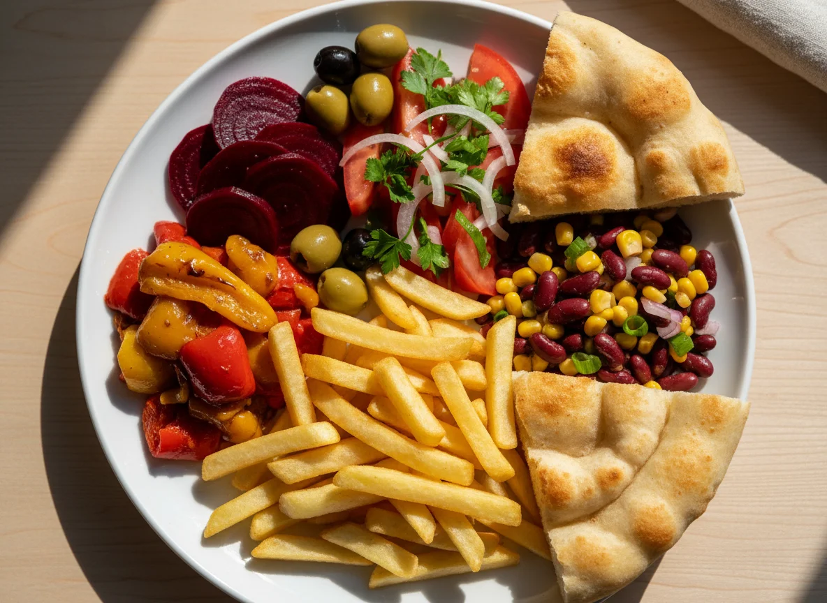 Gemischter Teller mit Paprika, Rote Bete und Salat photo