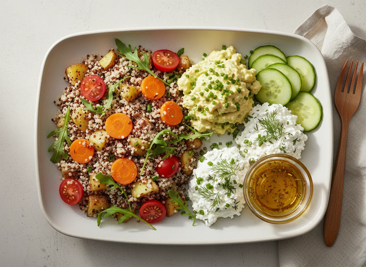 Gemischter Teller mit Quinoa und Gemüse photo