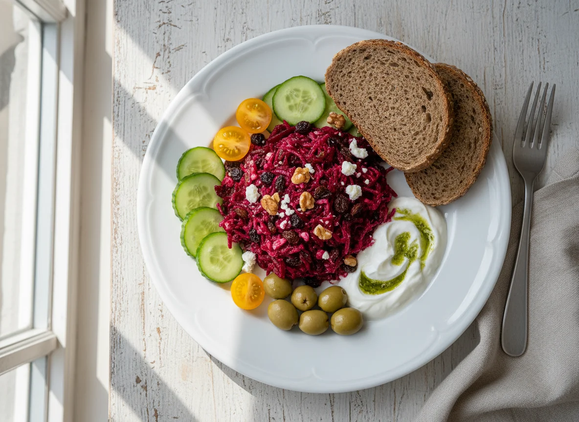 Gemischter Teller mit Rote-Bete-Salat photo