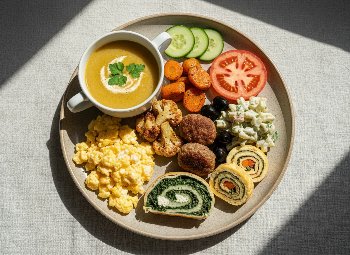 Gemischter Teller mit Suppe photo