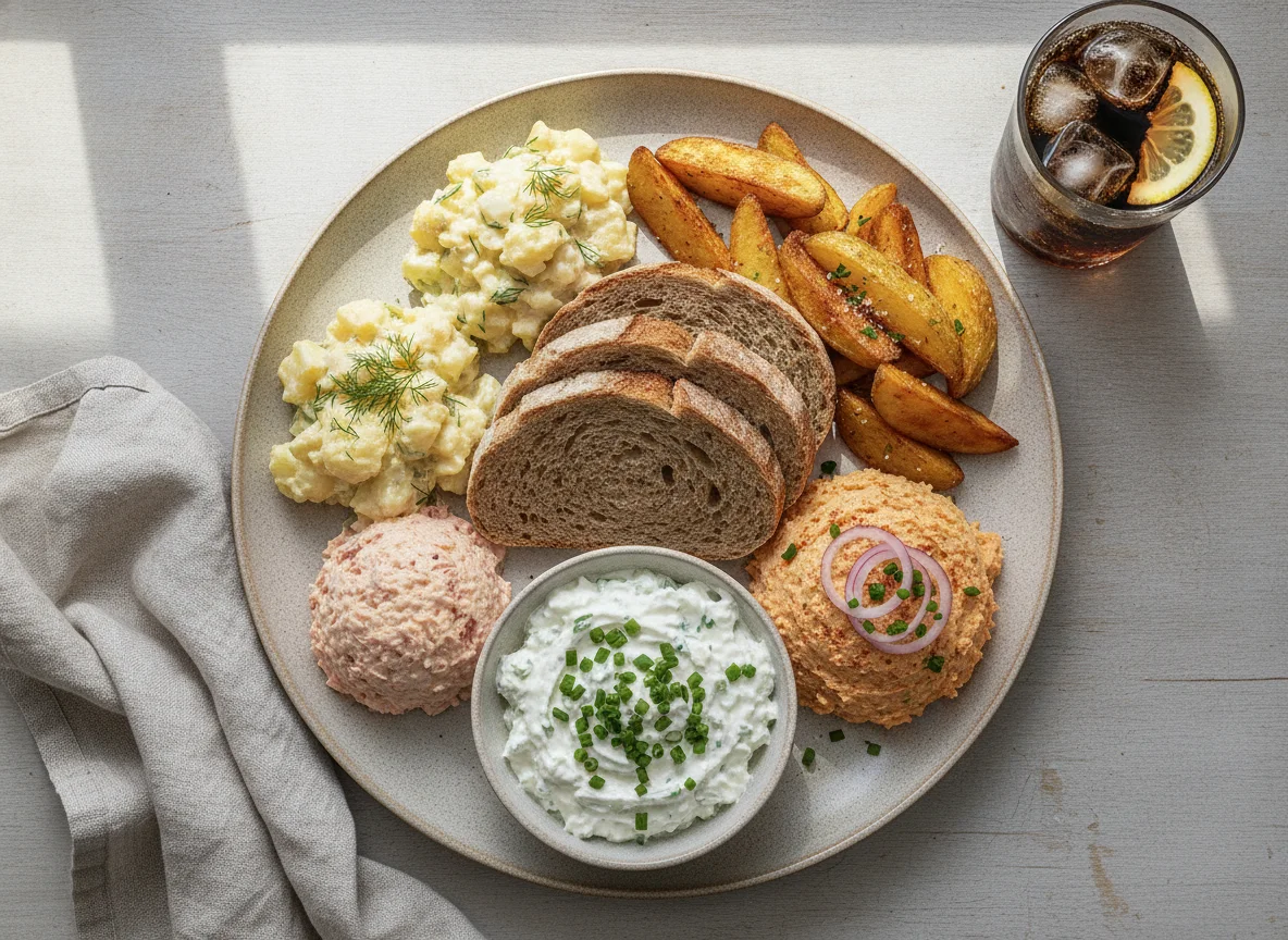 Gemischter Vorspeisenteller mit Brot photo