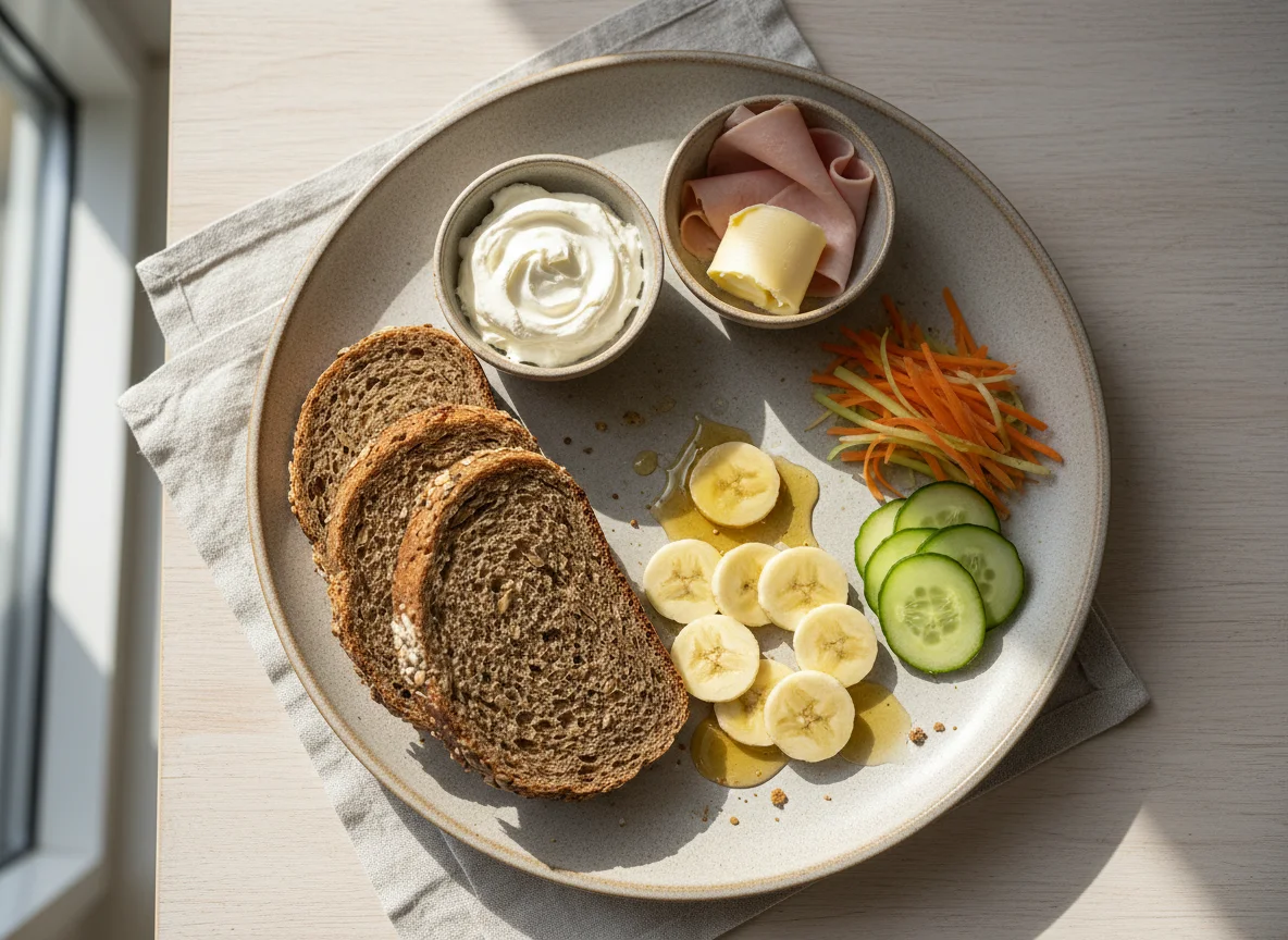 Gemischtes Brot mit Beilagen photo