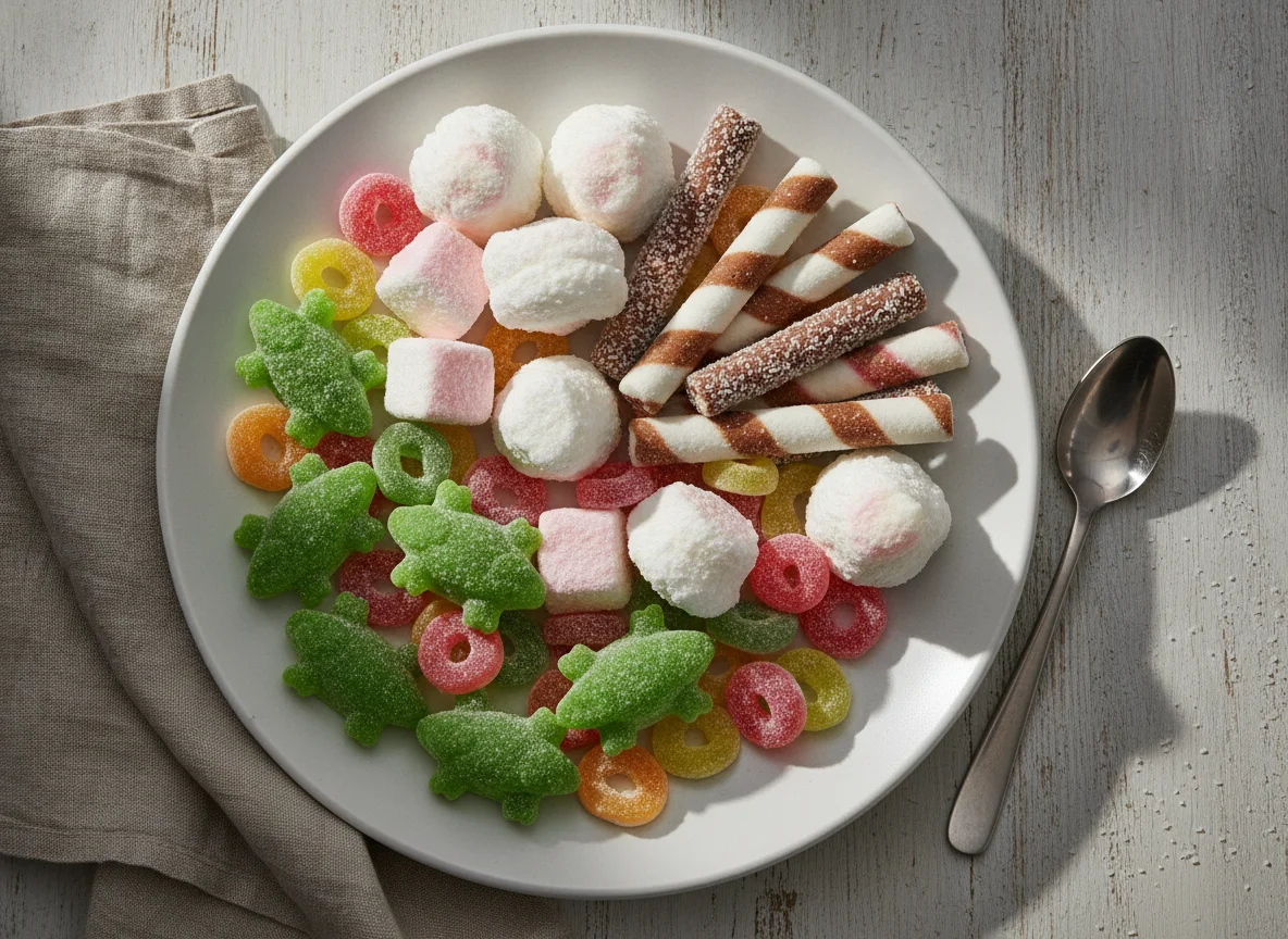 Gemischtes Fruchtgummi und Konfekt photo