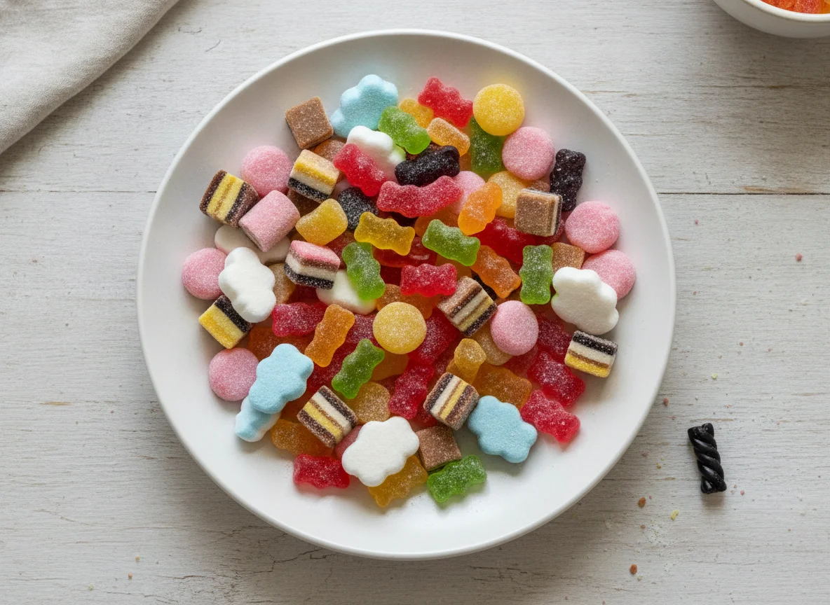 Gemischtes Fruchtgummi und Lakritz photo