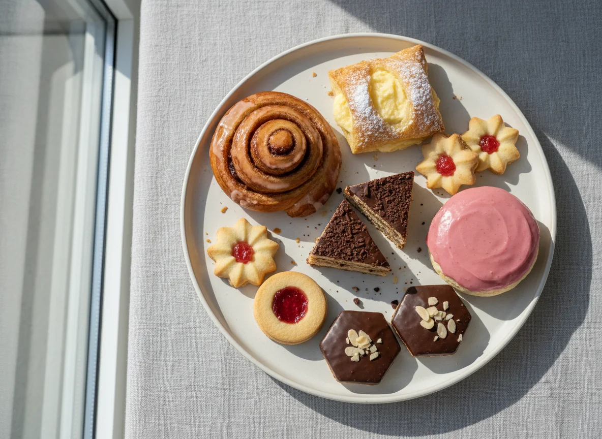 Gemischtes Gebäck und Süßigkeiten photo