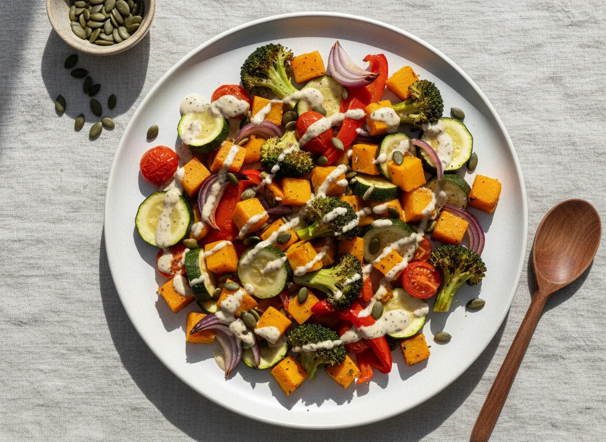 Gemischtes Ofengemüse mit Dressing photo