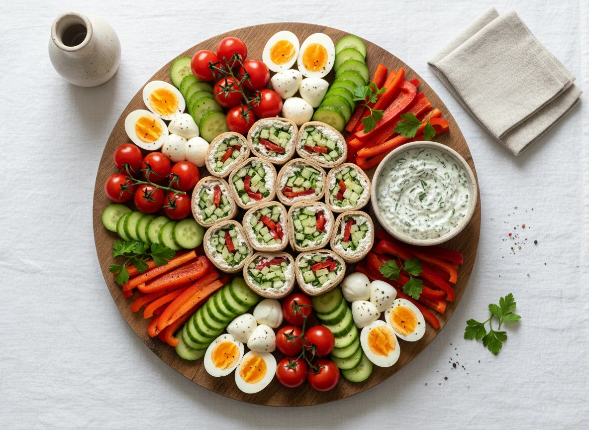 Gemüse- und Käseplatte mit Wrap photo