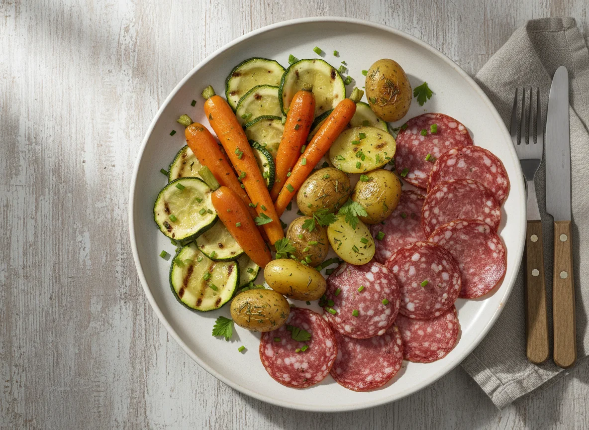 Gemüse und Wurst photo