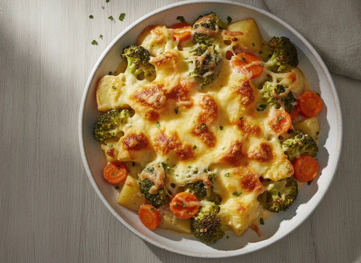 Gemüseauflauf mit Brokkoli und Kartoffeln photo