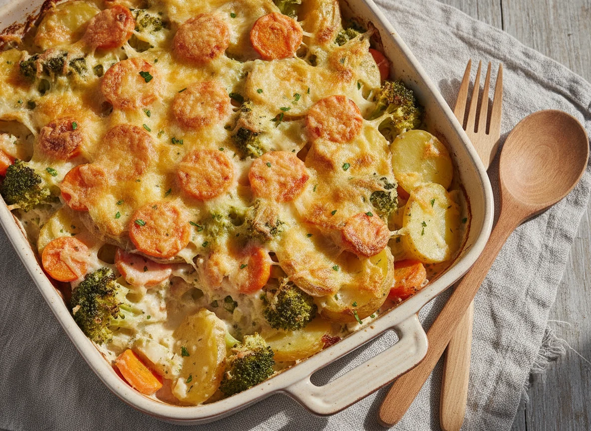 Gemüseauflauf mit Kartoffeln und Brokkoli photo