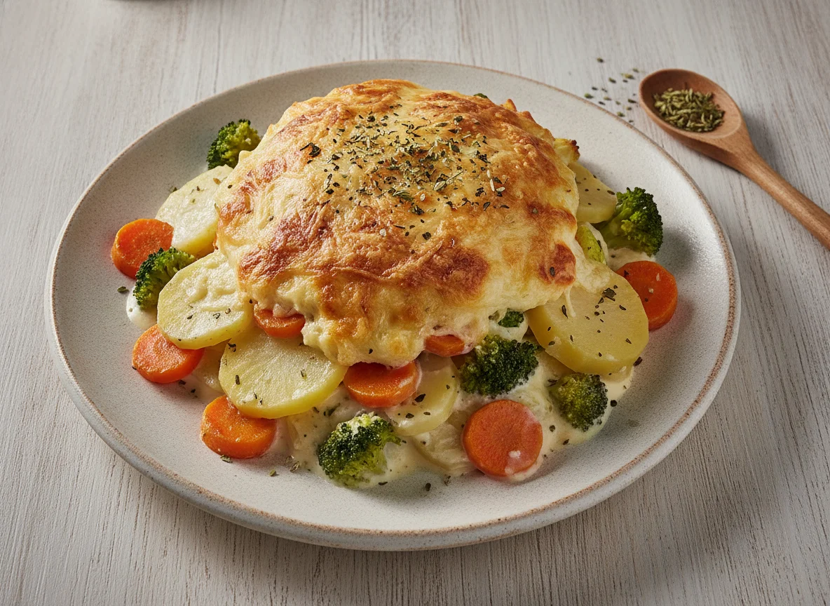 Gemüseauflauf mit Kartoffeln und Karotten photo