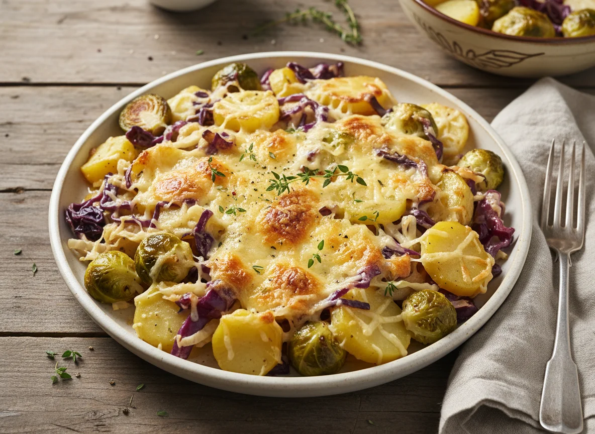 Gemüseauflauf mit Kartoffeln und Käse photo