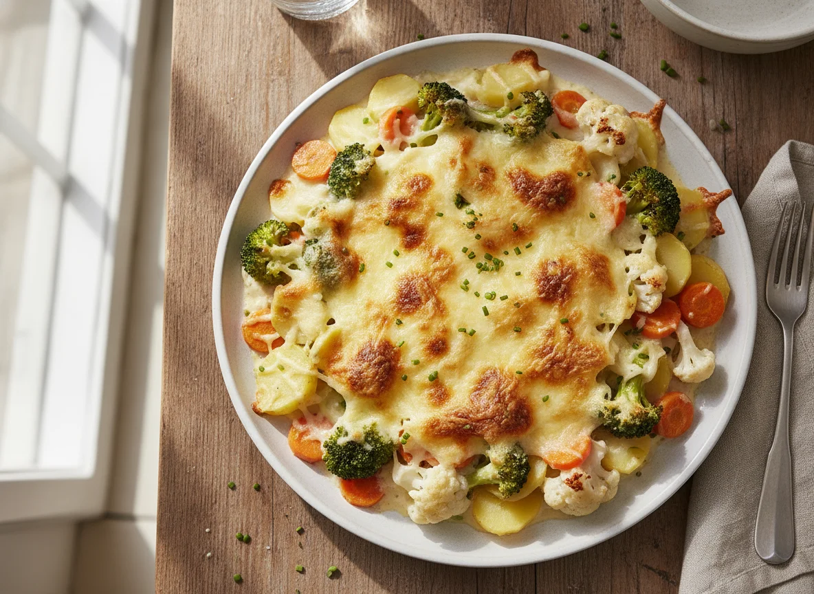Gemüseauflauf mit Sahnesauce photo