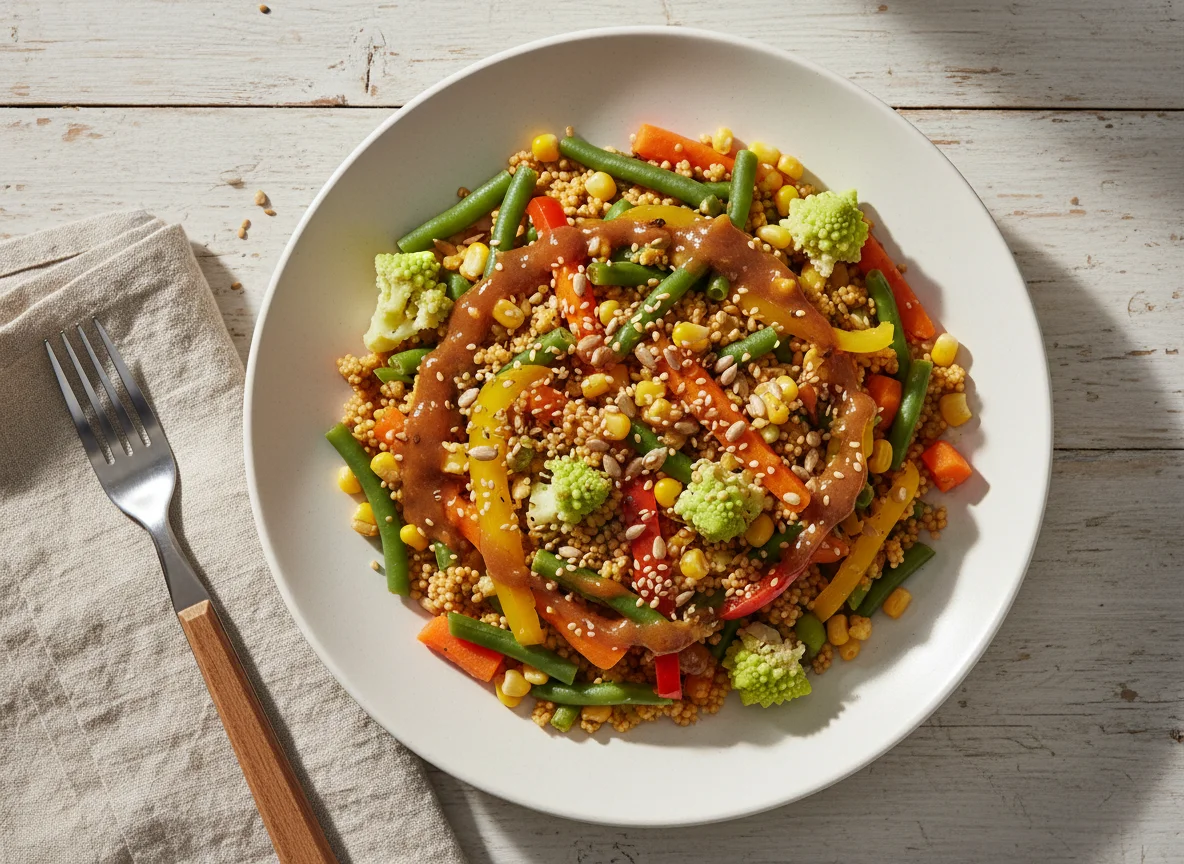 Gemüse-Couscous mit Dressing photo