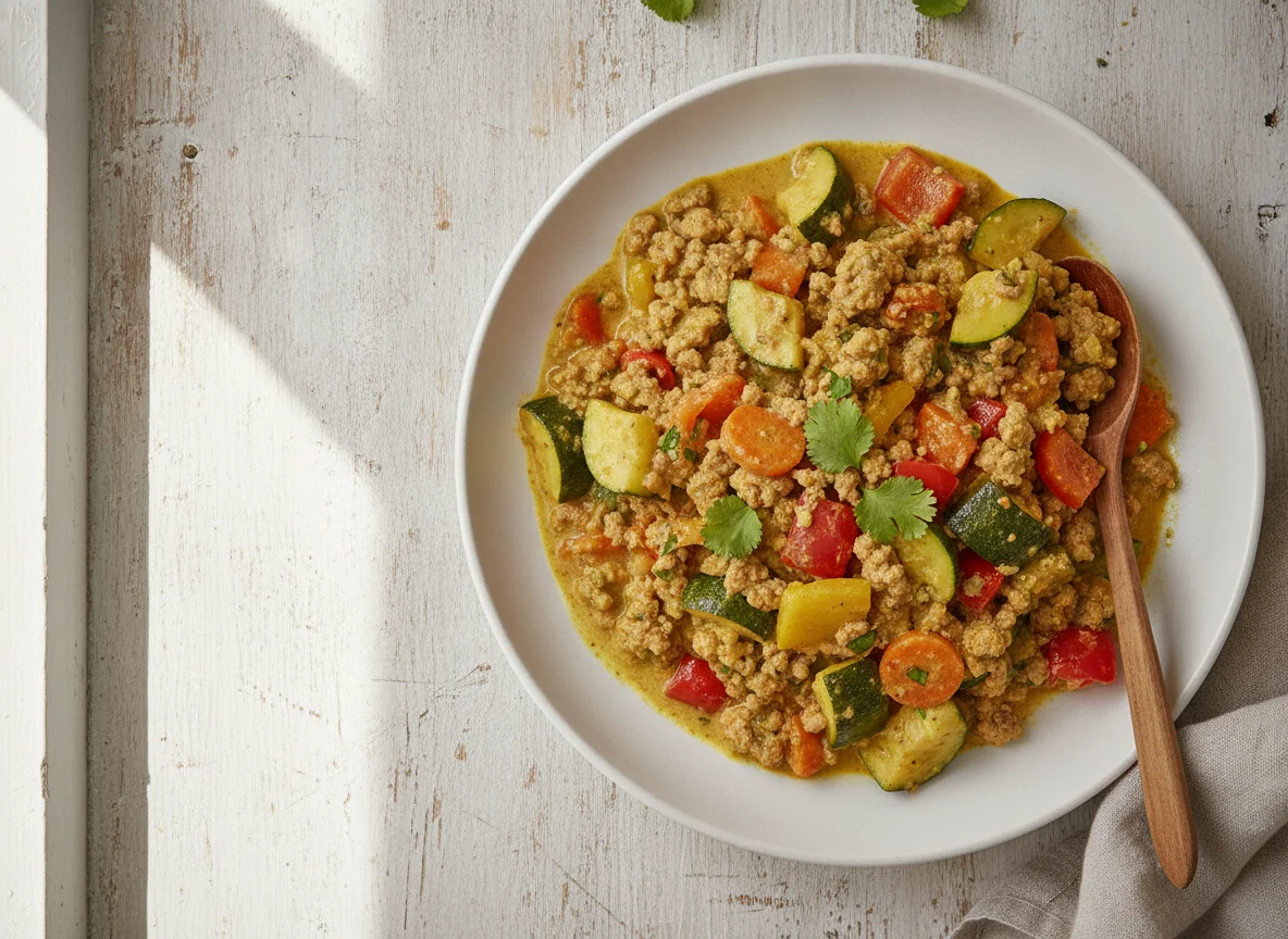 Gemüse-Curry mit Hackfleisch photo
