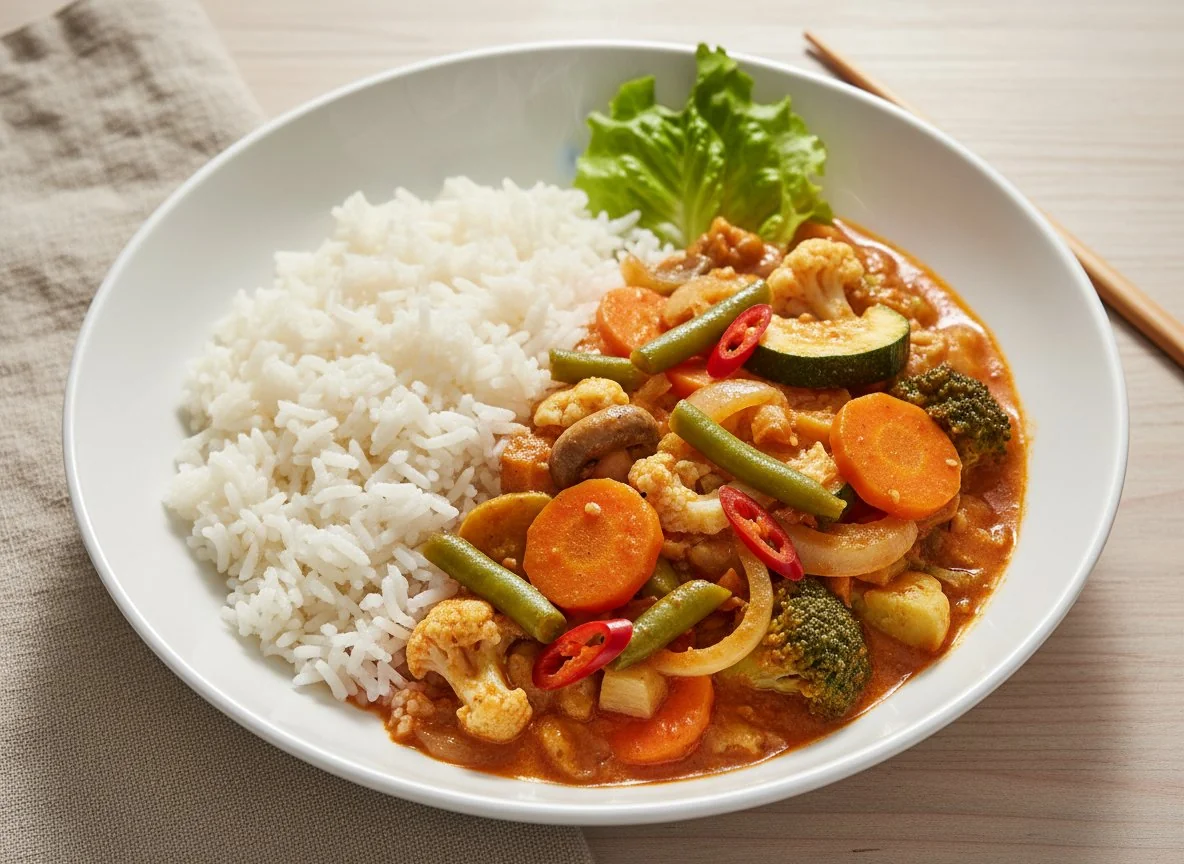 Gemüse-Curry mit Reis photo