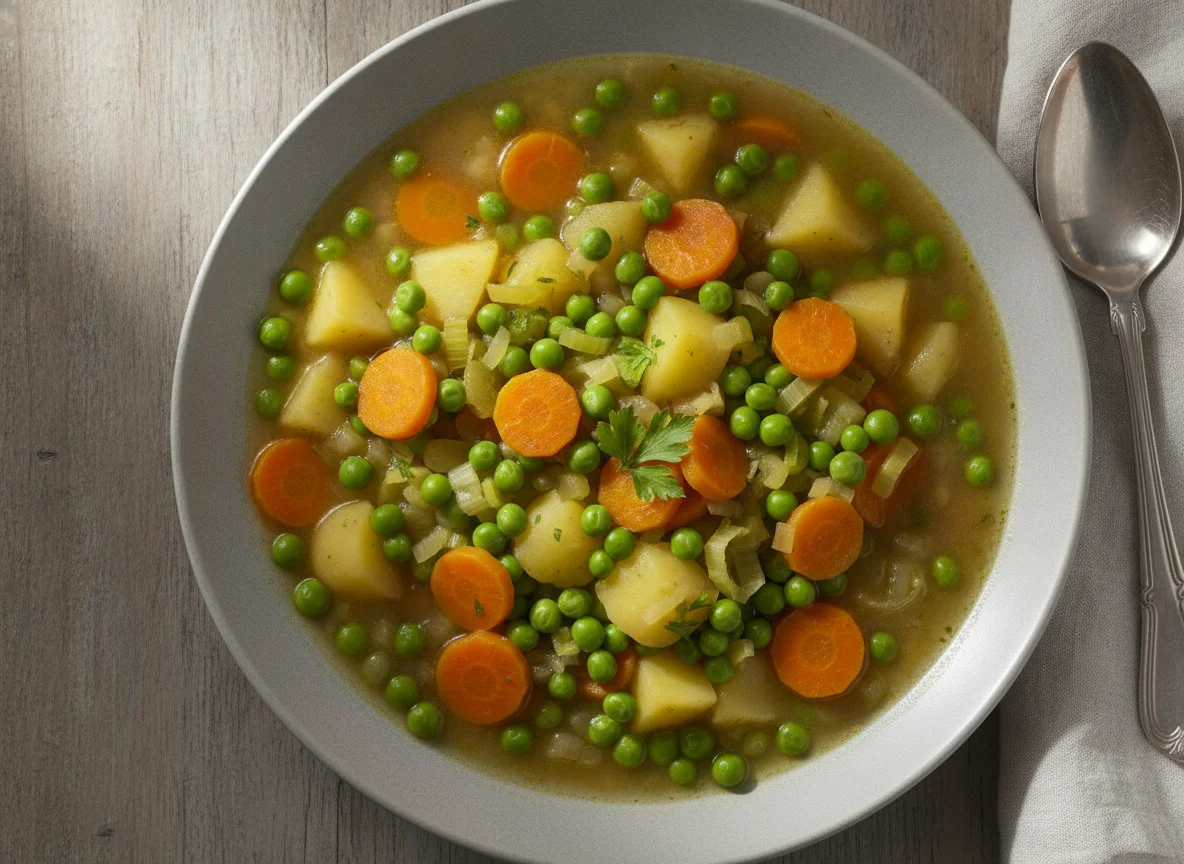 Gemüseeintopf mit Erbsen und Karotten photo