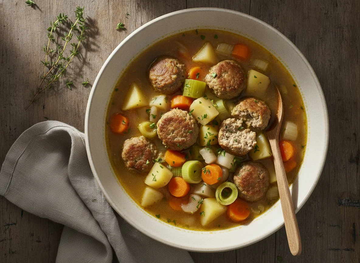 Gemüseeintopf mit Fleischklößchen photo