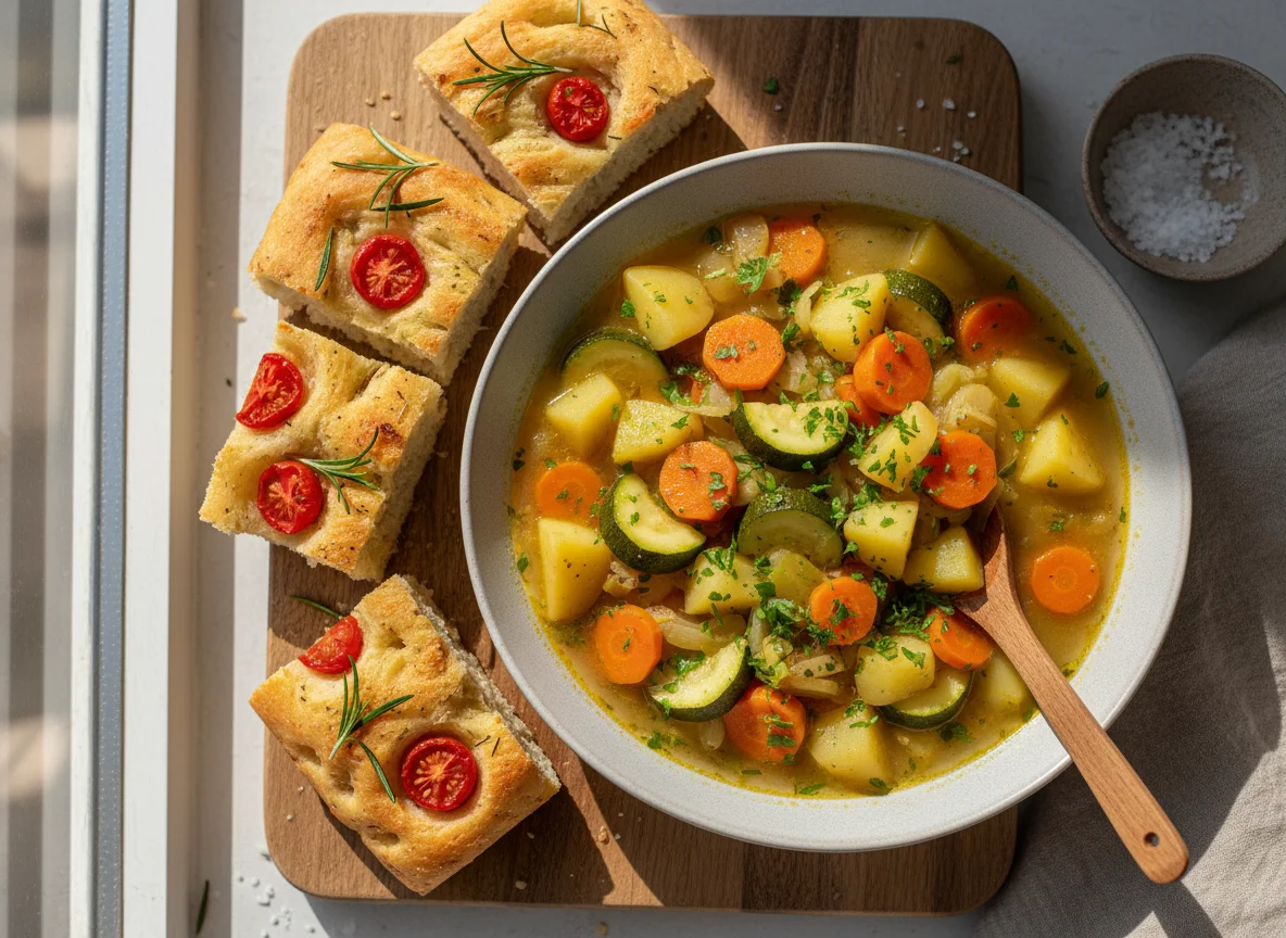 Gemüseeintopf mit Focaccia photo
