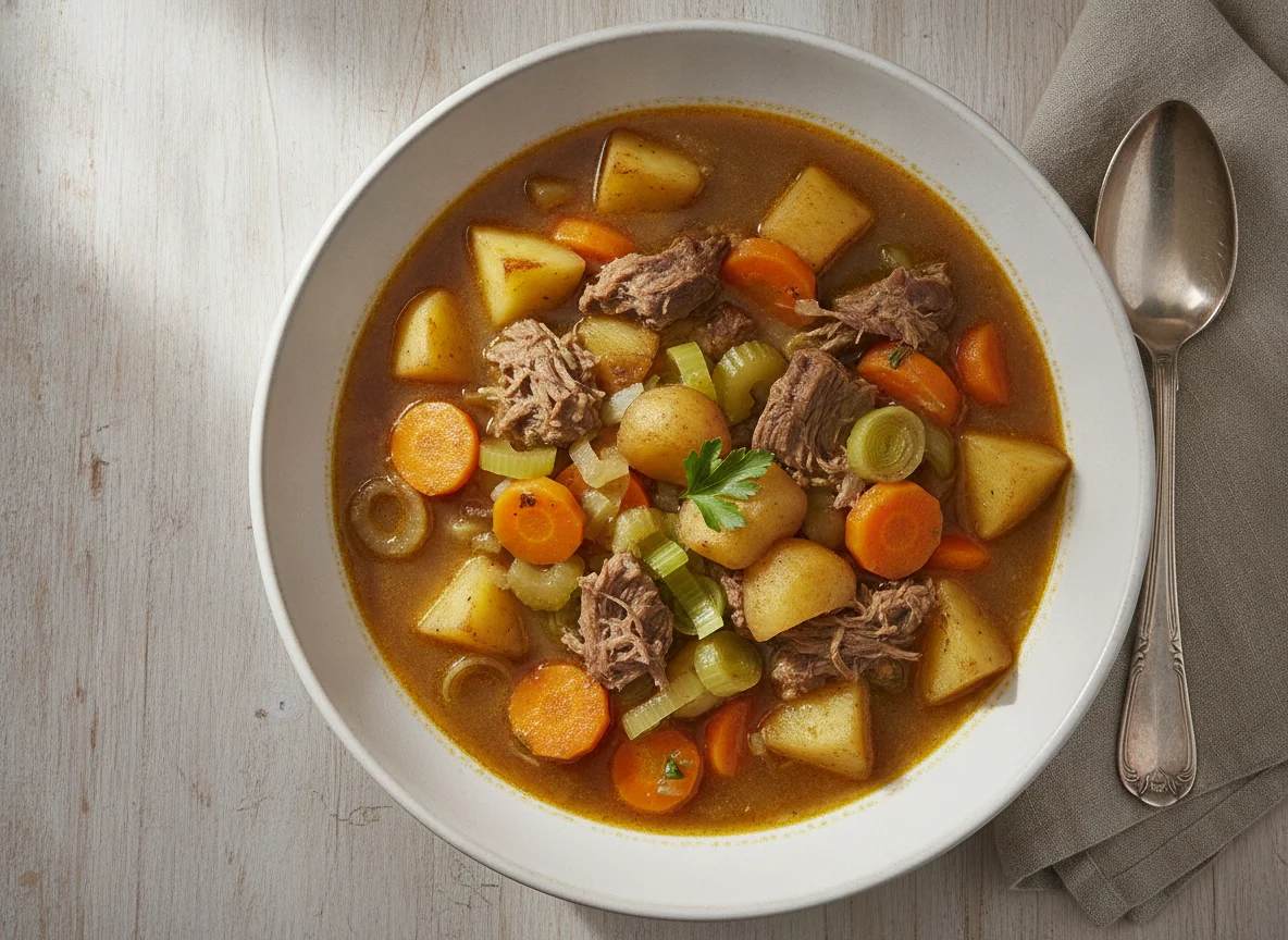 Gemüseeintopf mit Kartoffeln und Fleisch photo