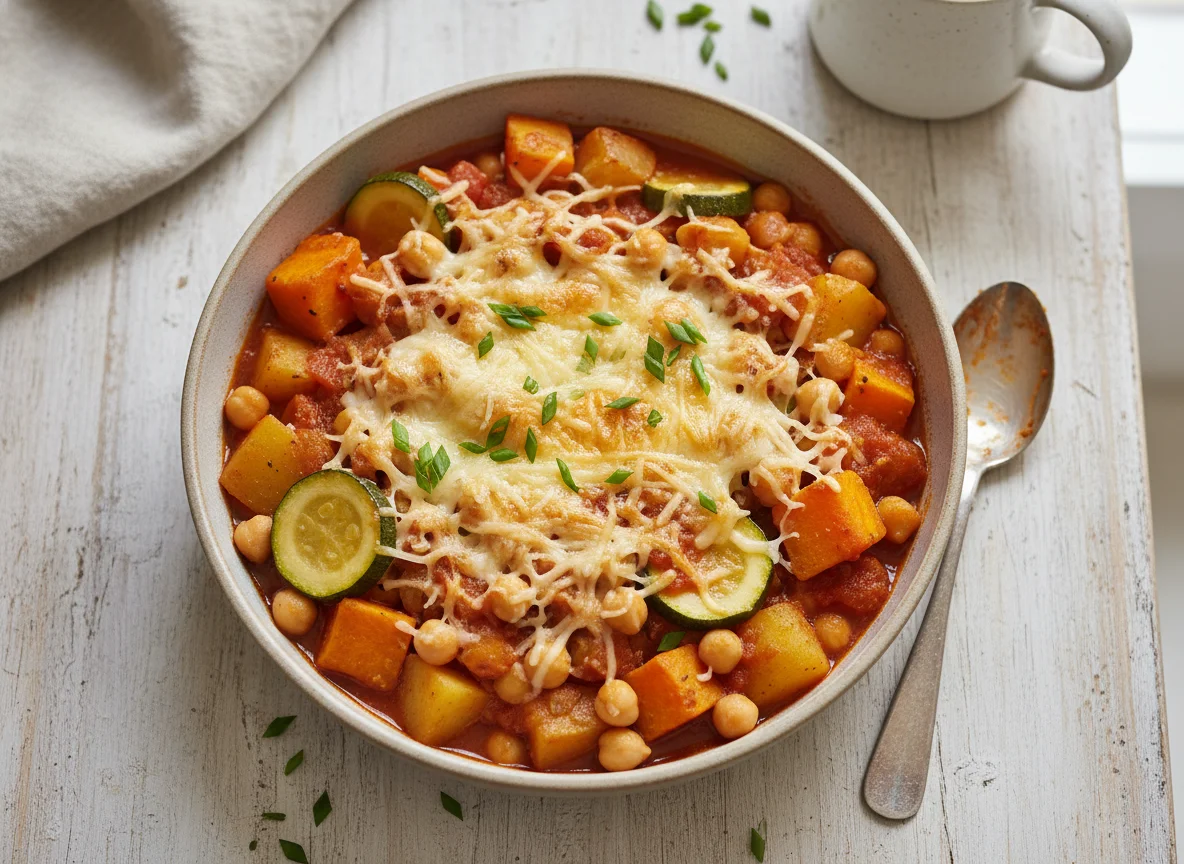 Gemüse-Eintopf mit Kartoffeln und Käse photo