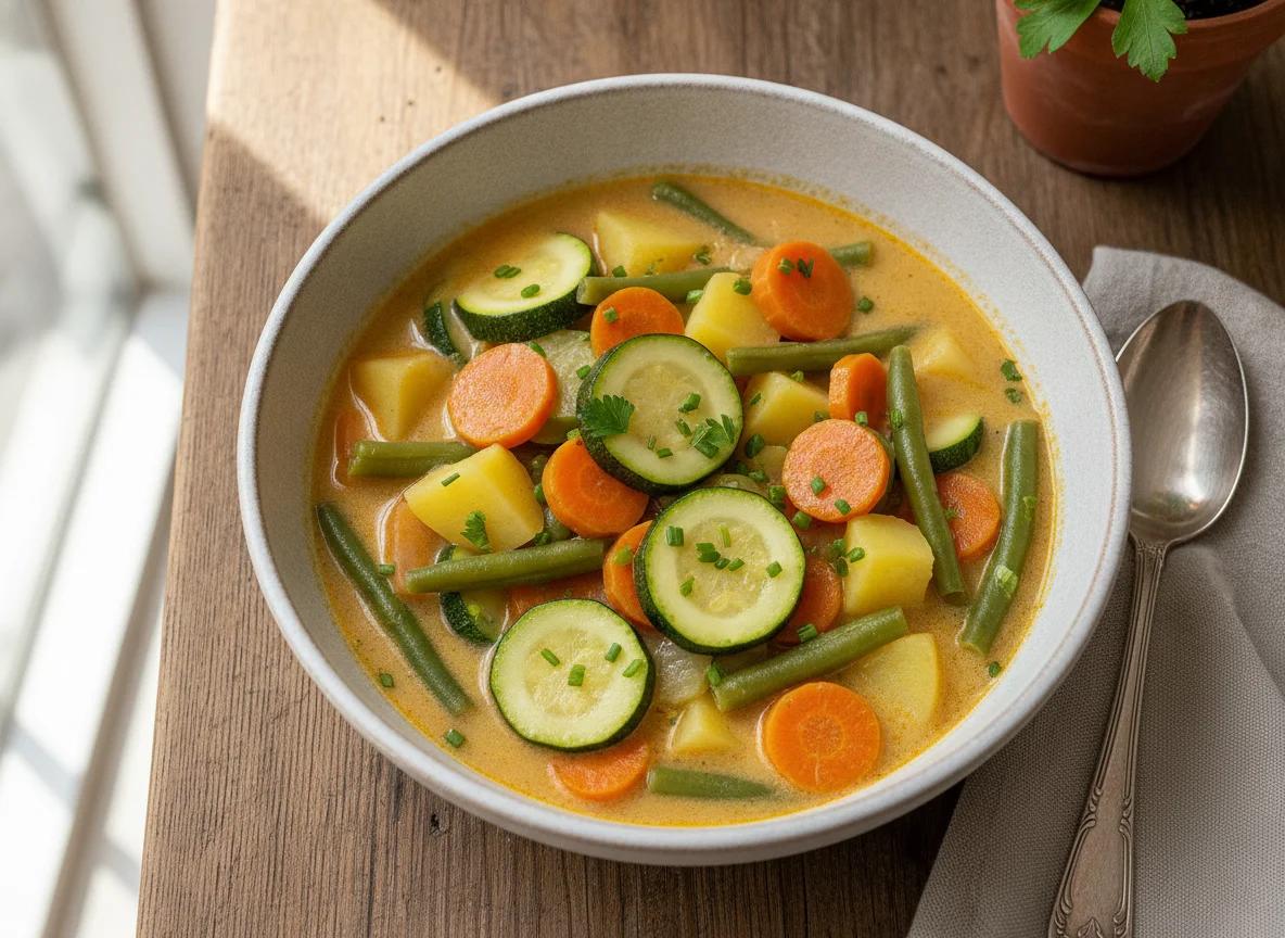 Gemüseeintopf mit Kartoffeln und Zucchini photo