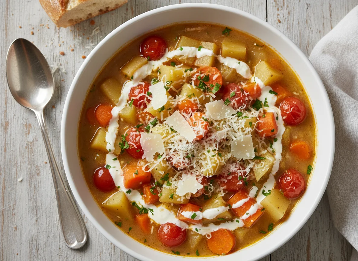 Gemüseeintopf mit Parmesan photo