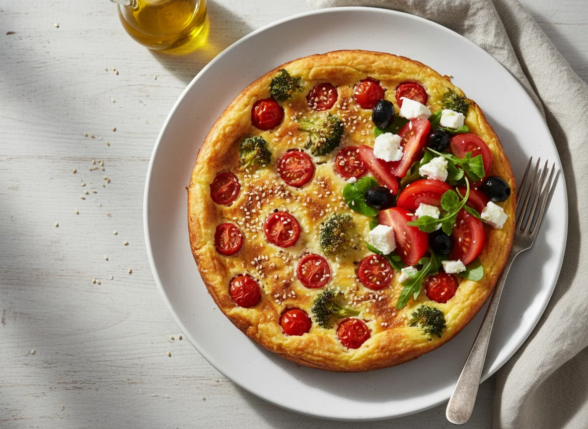 Gemüse-Frittata mit Tomaten-Feta-Salat photo