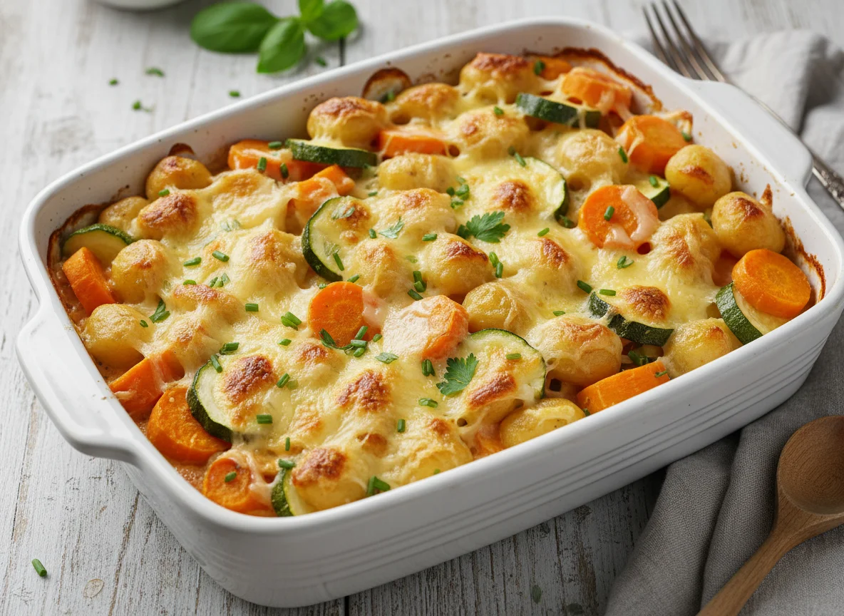 Gemüse-Gnocchi-Auflauf mit Käse photo