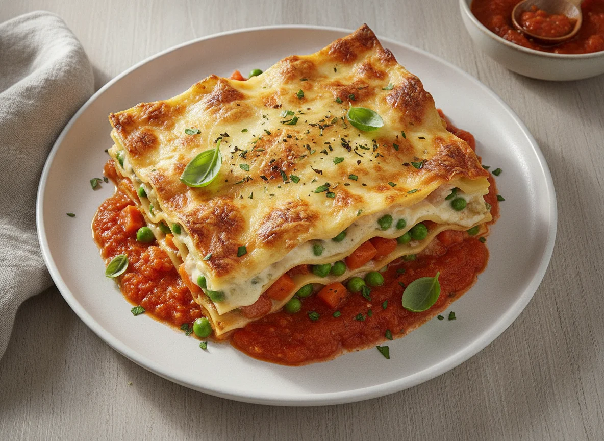 Gemüselasagne mit Tomatensauce photo
