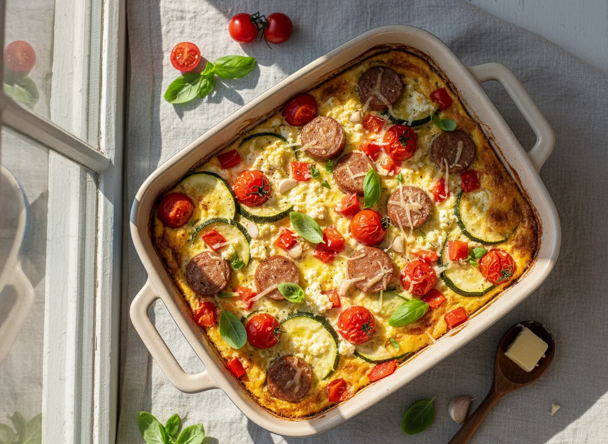 Gemüse-Mettwürstchen-Auflauf photo