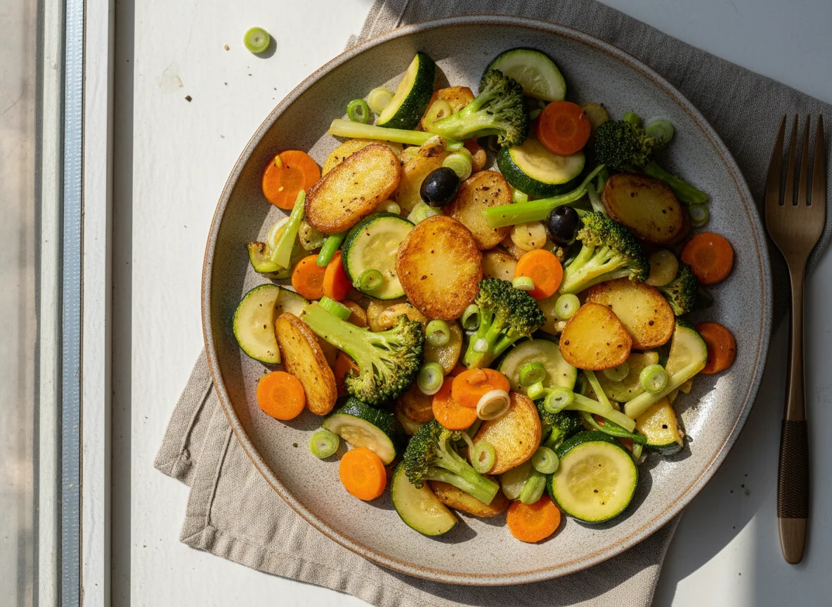 Gemüsepfanne mit Bratkartoffeln photo