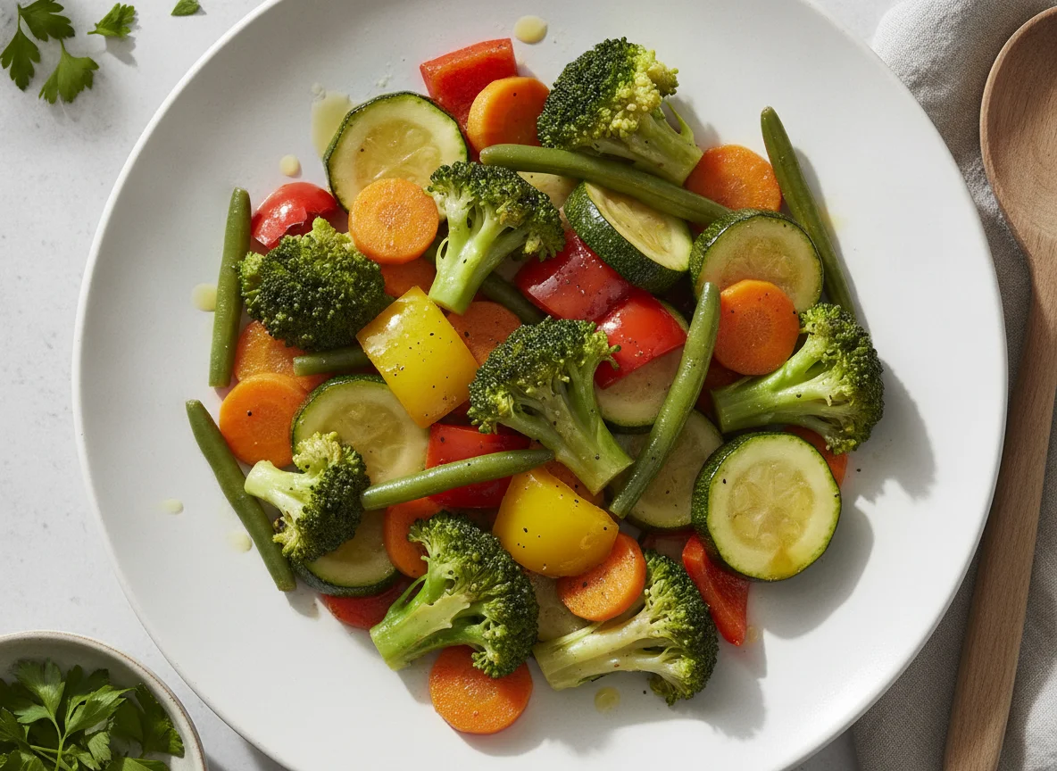Gemüsepfanne mit Brokkoli und Zucchini photo