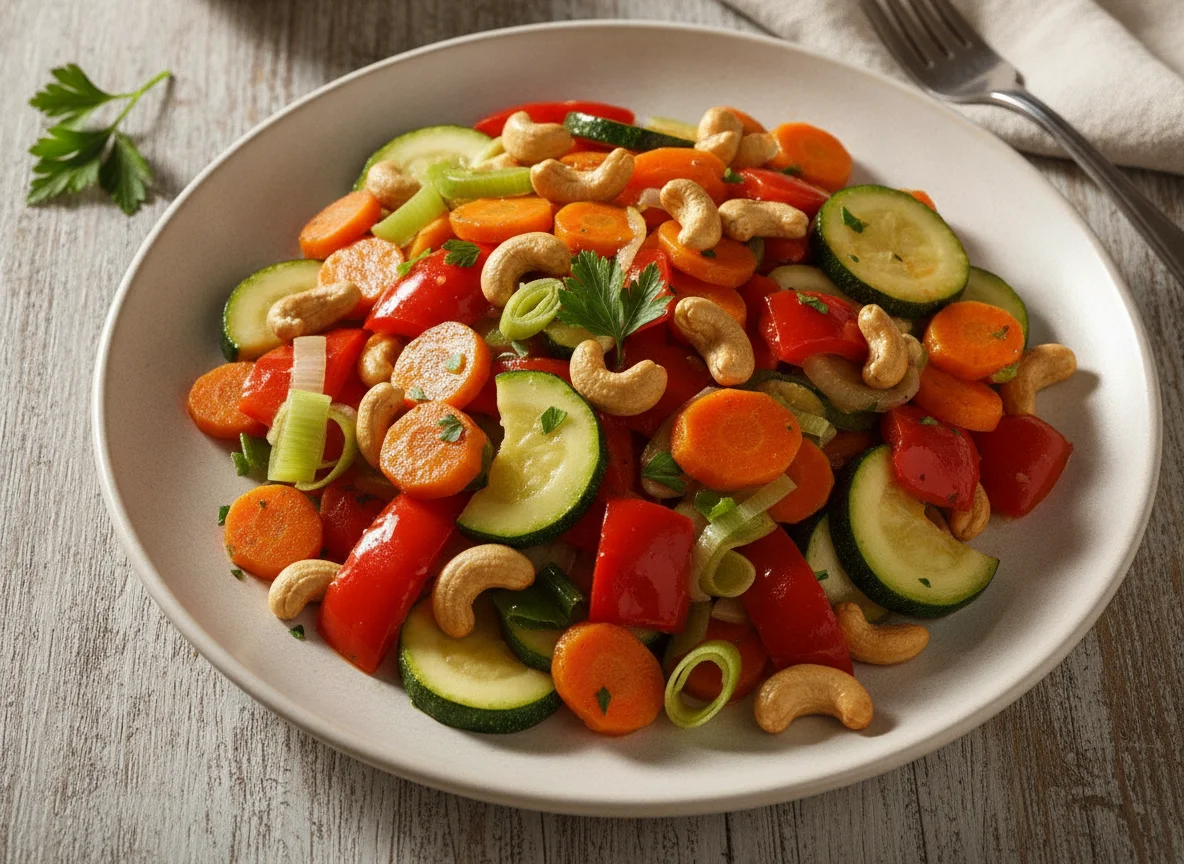 Gemüsepfanne mit Cashewkernen photo