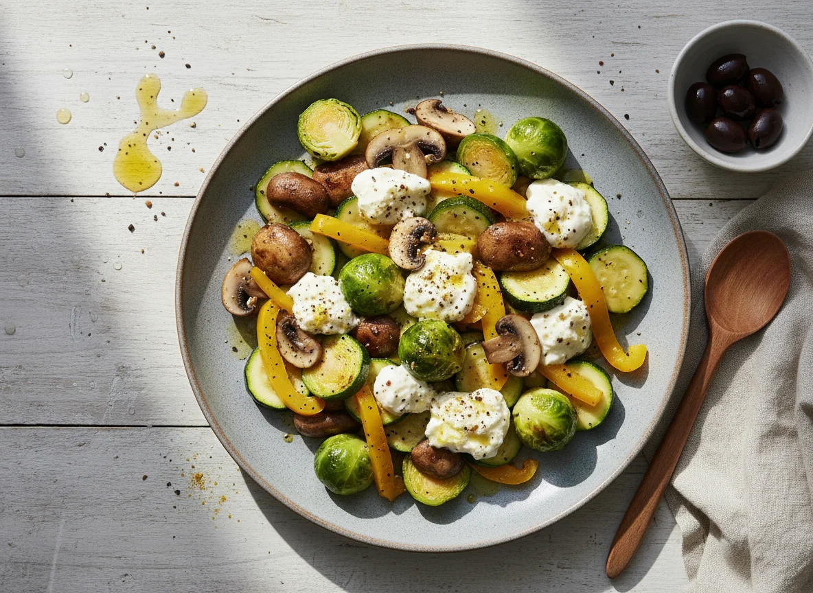 Gemüsepfanne mit Frischkäse photo