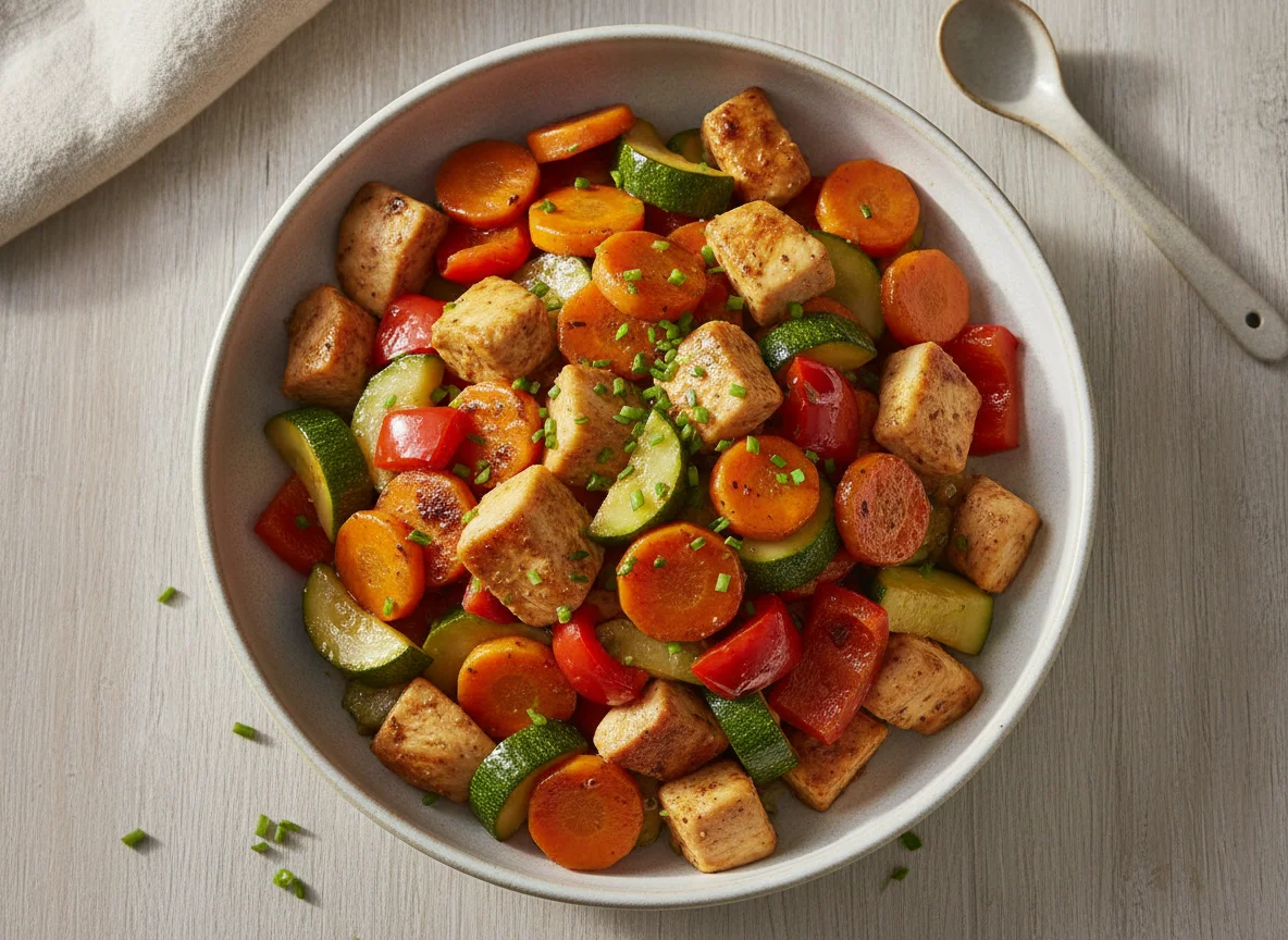 Gemüsepfanne mit Poulet photo