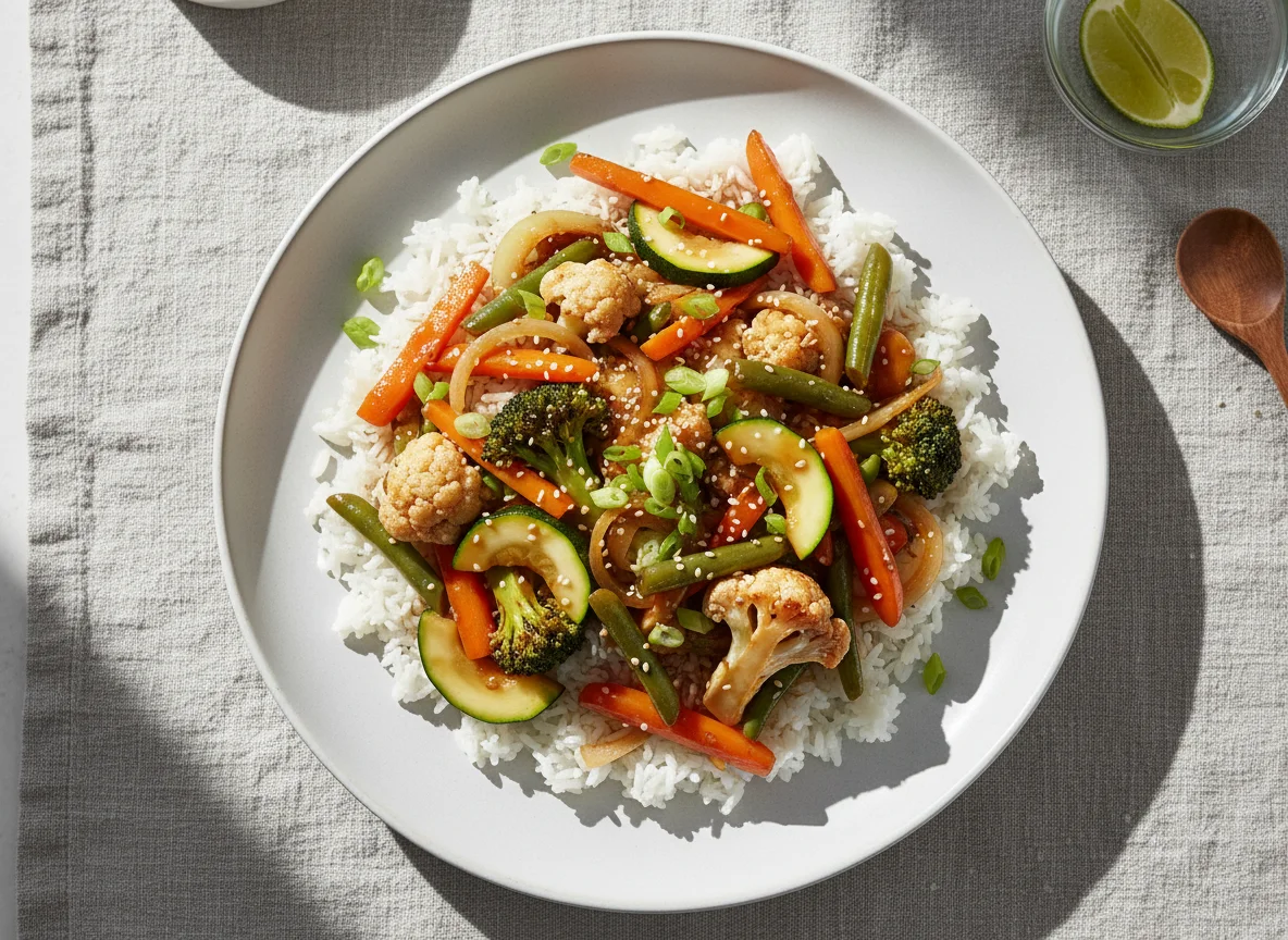 Gemüsepfanne mit Reis photo