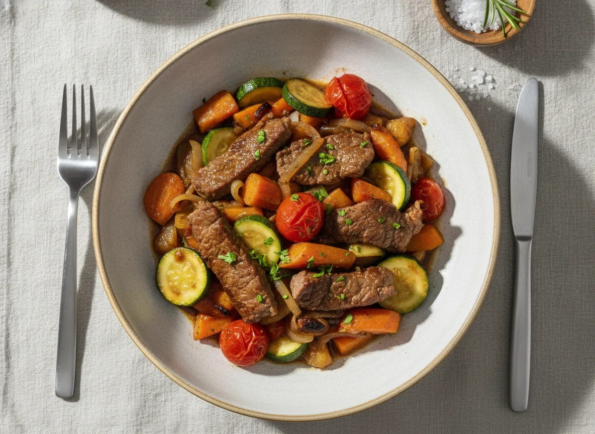Gemüsepfanne mit Rindfleisch photo