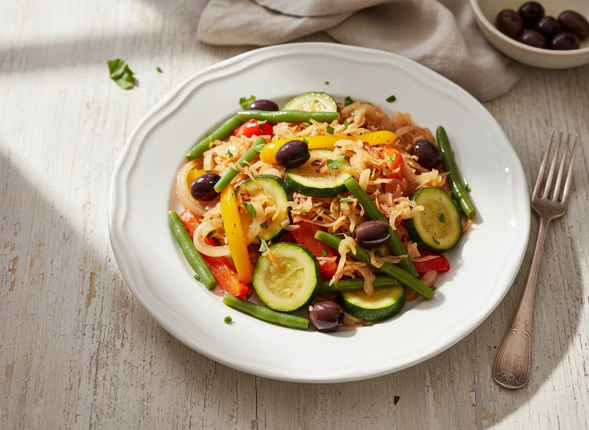 Gemüsepfanne mit Sauerkraut photo