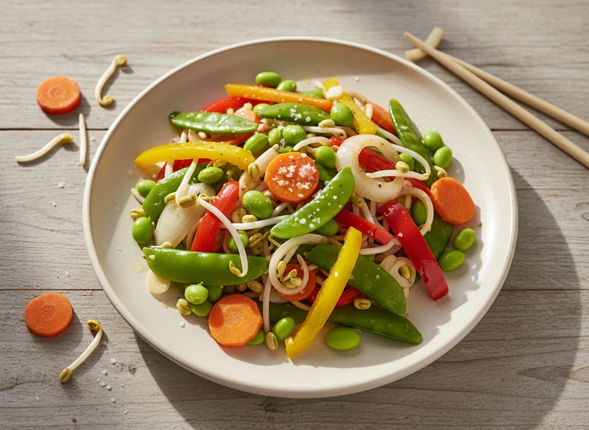 Gemüsepfanne mit Sojabohnen photo