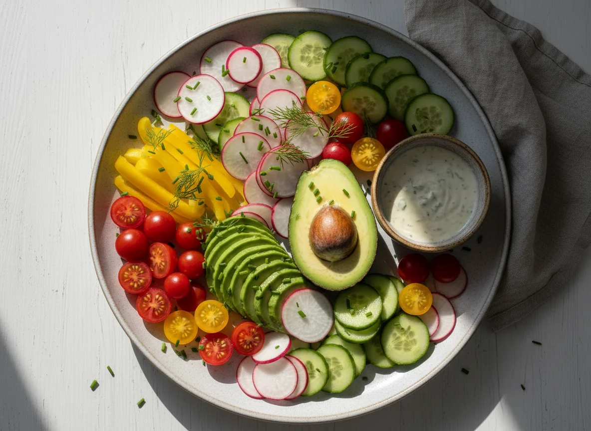 Gemüseplatte mit Avocado photo