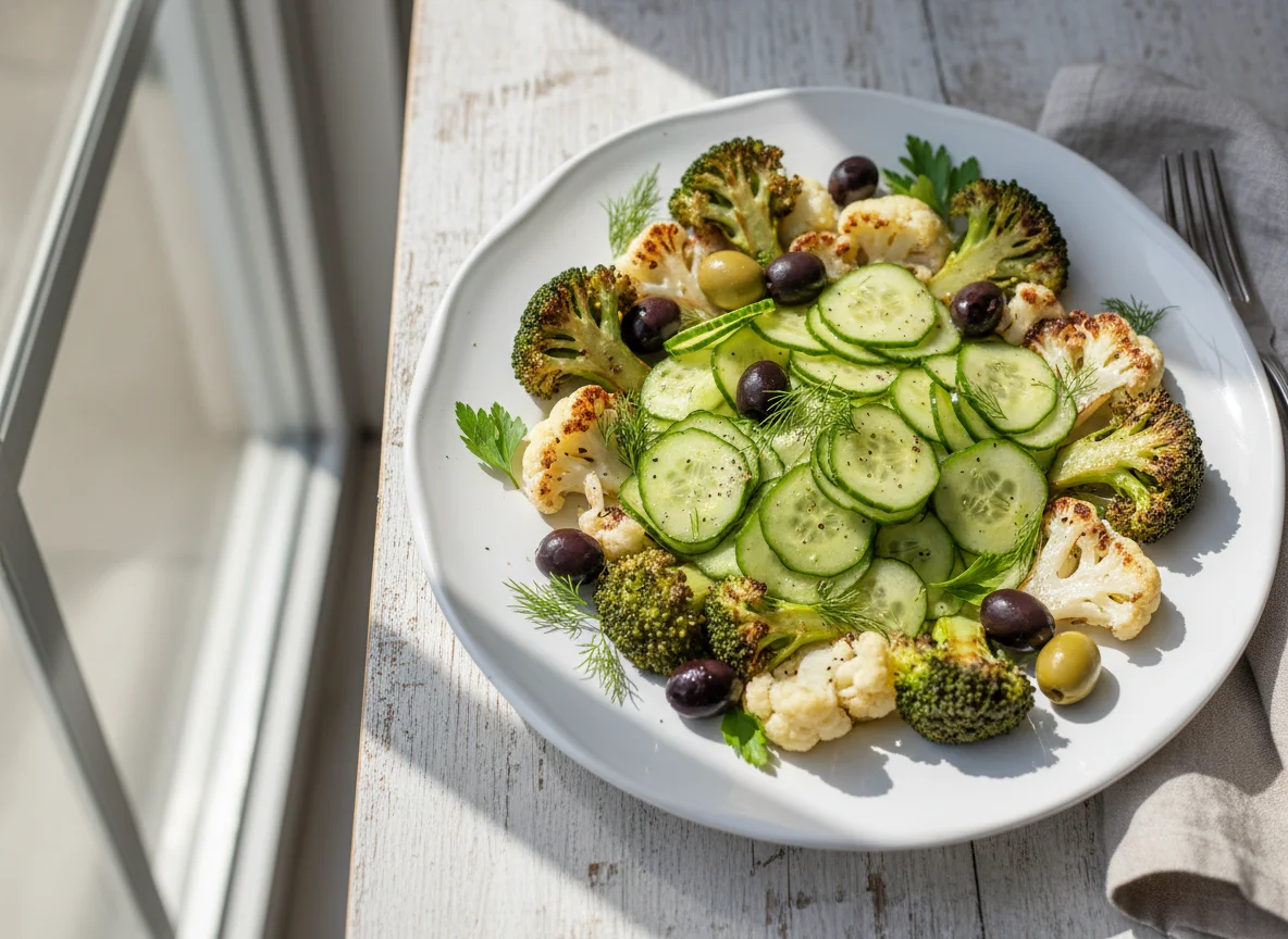 Gemüseplatte mit Gurkensalat photo