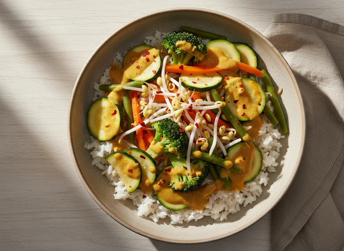 Gemüse-Reis-Bowl photo